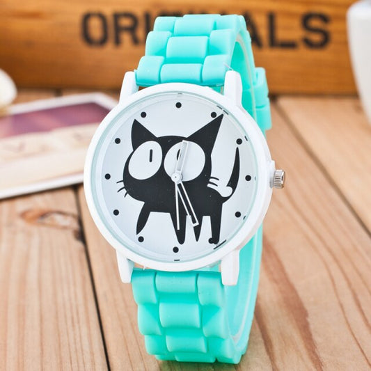 sudysng Women Mint Green Cat Watches