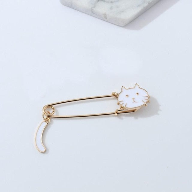 Wagging Tail Cat Safety Pin - squishbeans