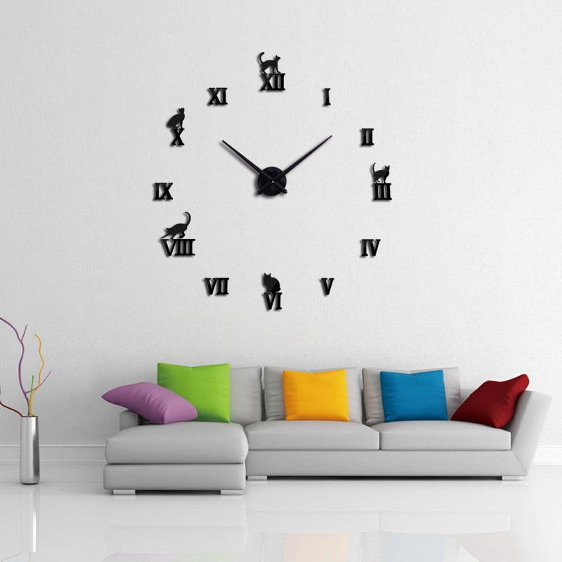 Large Cat Themed Clock - squishbeans
