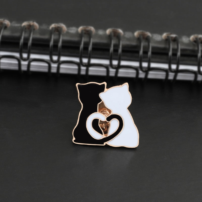 Black and White Kitty Lapel Pins - squishbeans