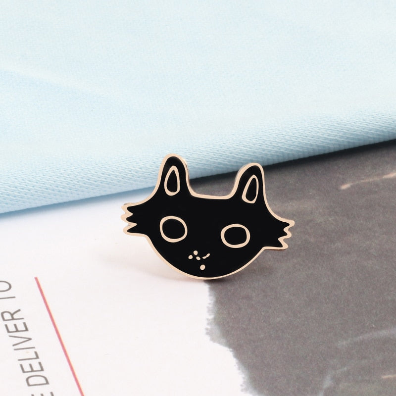 Black and White Kitty Lapel Pins - squishbeans